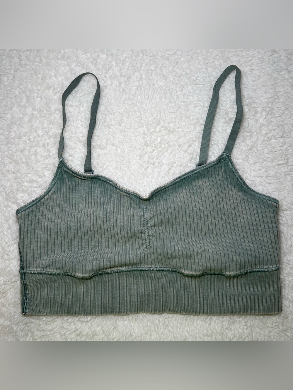 Aerie Offline Green Ribbed Recharge Least Support Bra Small
